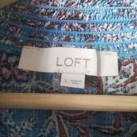 Ann Taylor LOFT Size L Floral Long Sleeve Blouse - Picture 11 of 12
